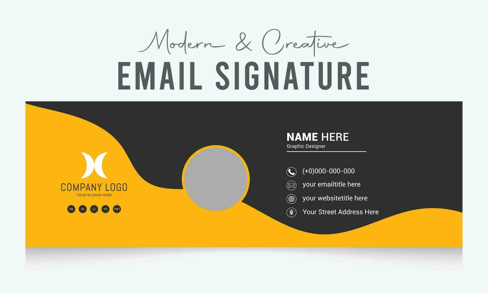 modern and creative email signature template design vector