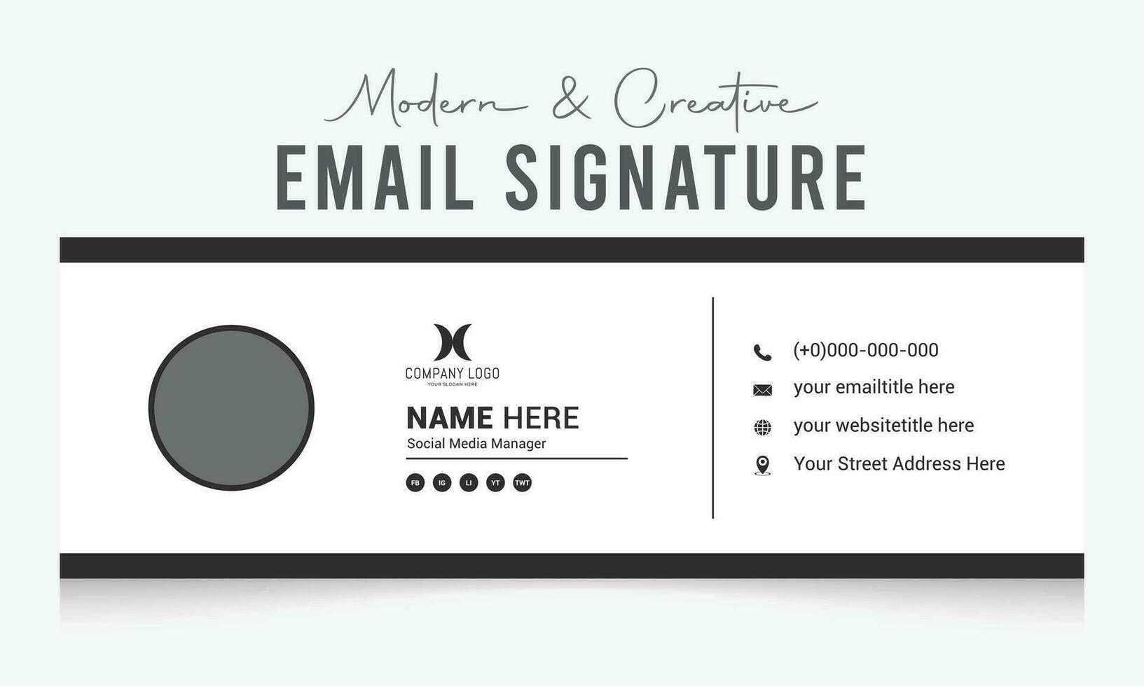 modern and creative email signature template design vector