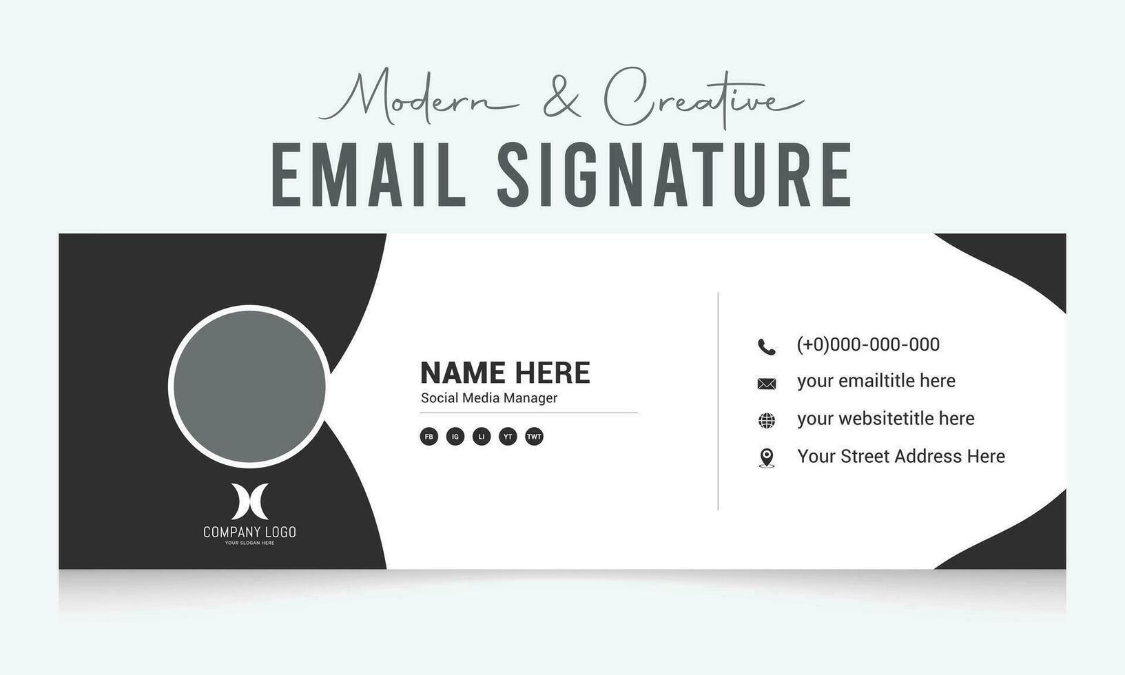 modern and creative email signature template design vector