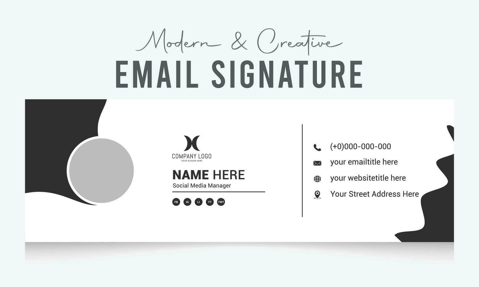 modern and creative email signature template design vector