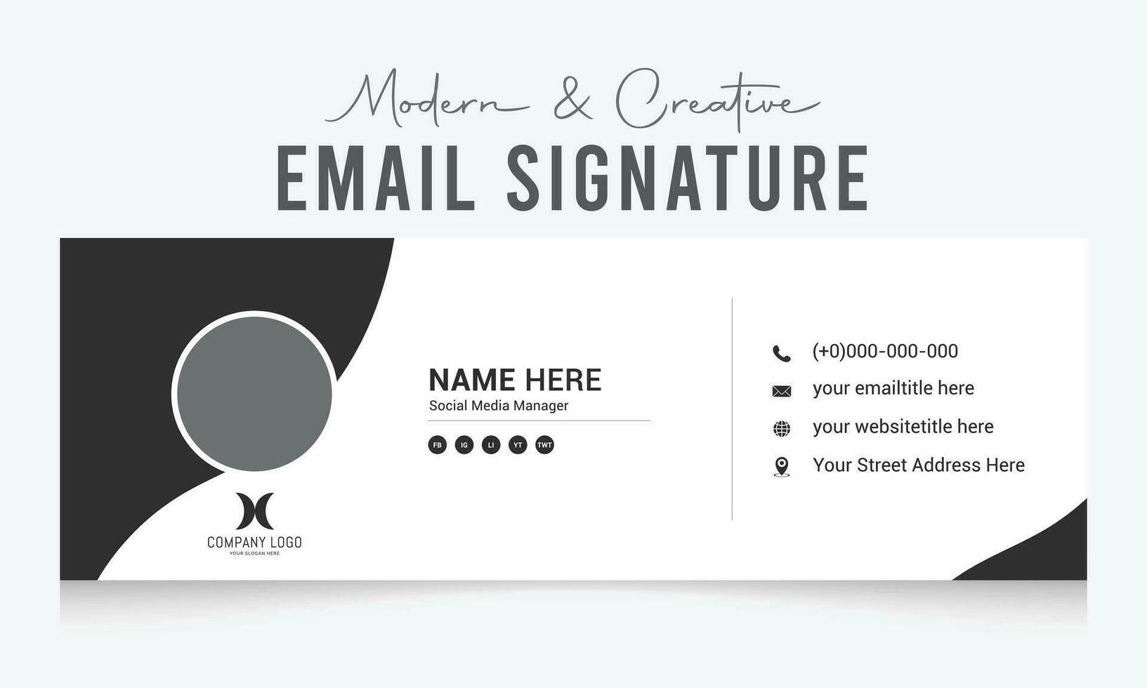 modern and creative email signature template design vector