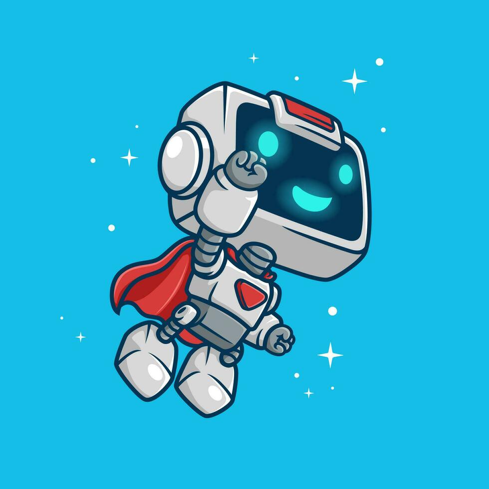Vector illustration of super hero cute robot cartoon