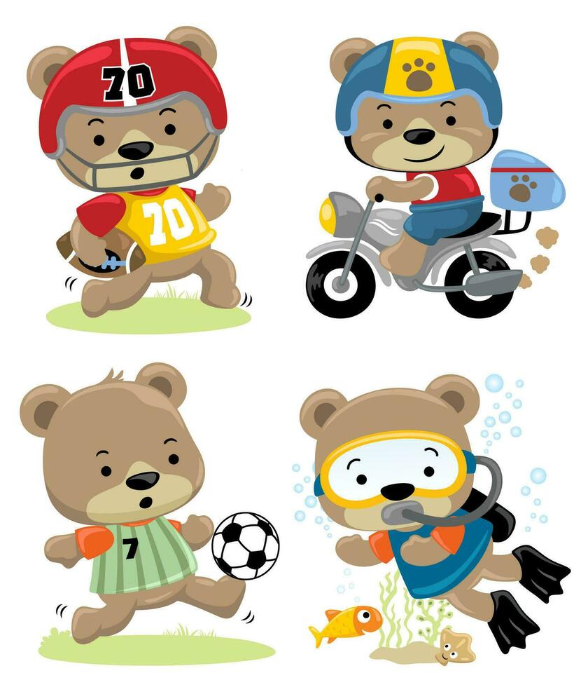 vector conjunto de gracioso oso dibujos animados Deportes actividad