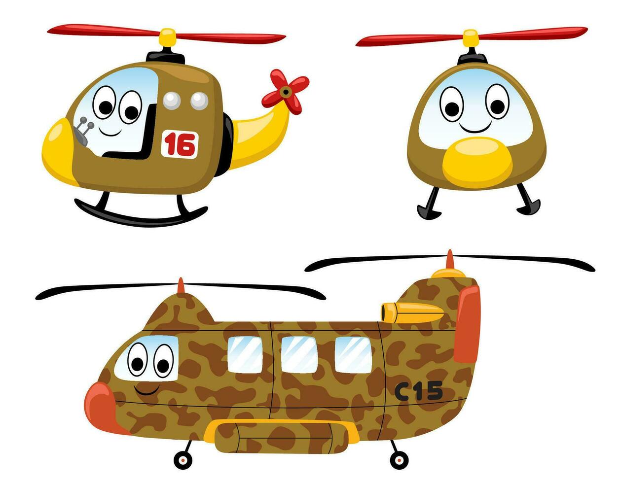 Vector illustration of funny helicopter cartoon