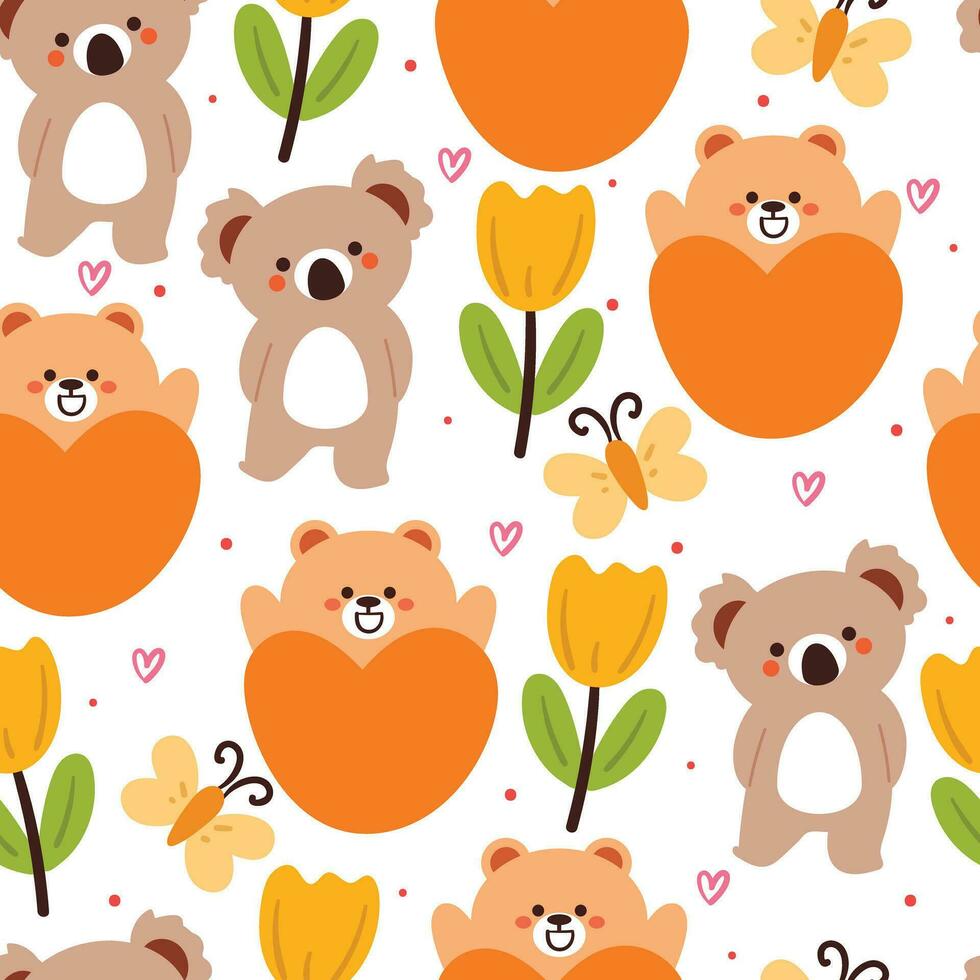 seamless pattern cartoon koala and bear. cute animal wallpaper for textile, gift wrap paper vector