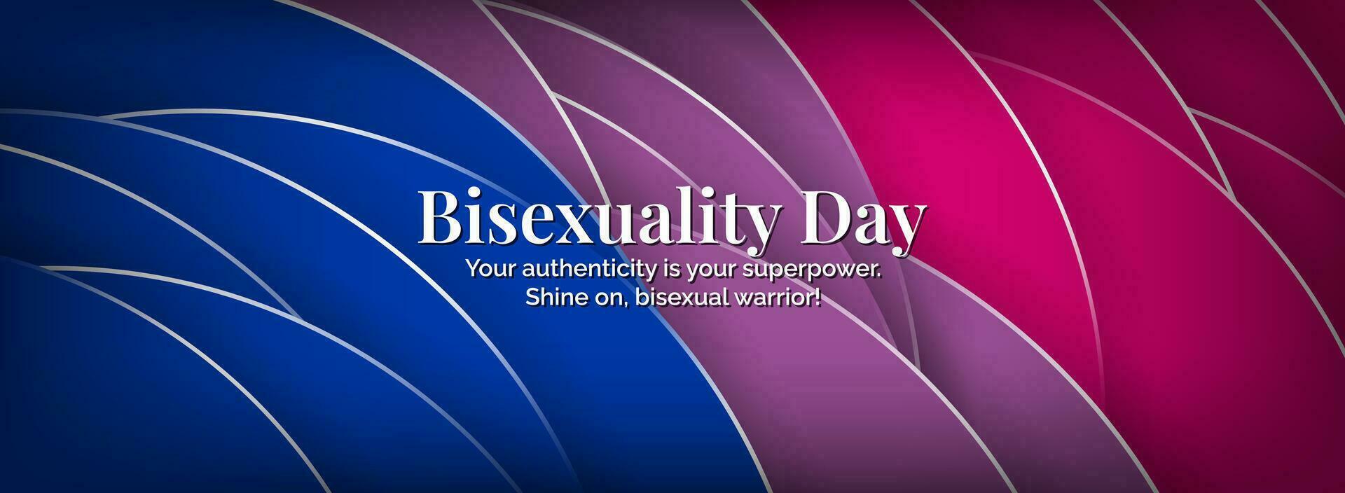 bisexualidad día. tu autenticidad es tu superpotencia. brillar en, bisexual guerrero. 3d geométrico bisexual orgullo bandera color antecedentes. vector ilustración.