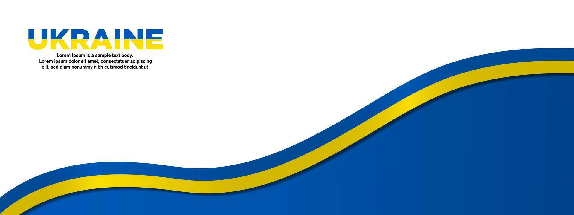 3D Ukraine Flag Banner with white copy space and 3d Ukrainian flag ribbon. Silk Ukraine banner design background. Editable Vector Illustration. EPS 10.