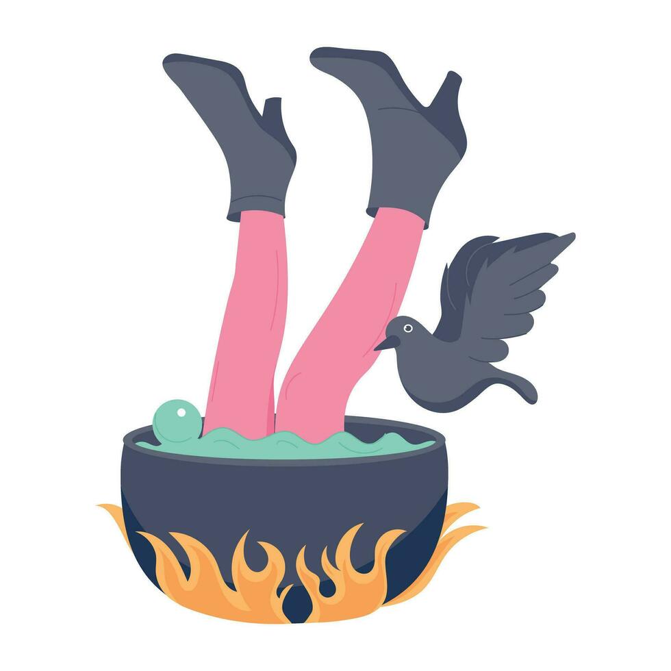 Trendy Halloween Cauldron vector