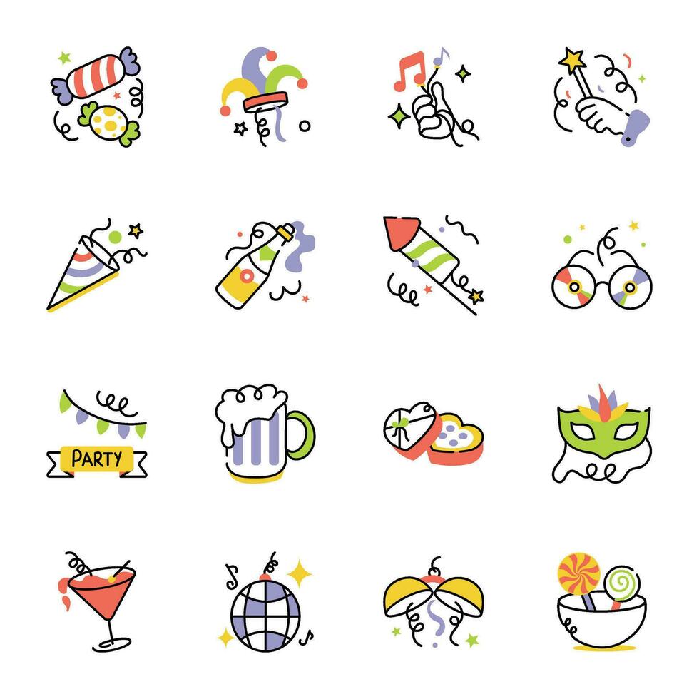 Collection of Party Music Sketchy Icons vector