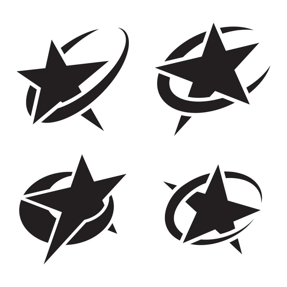 monocromo moderno estrella logo conjunto vector