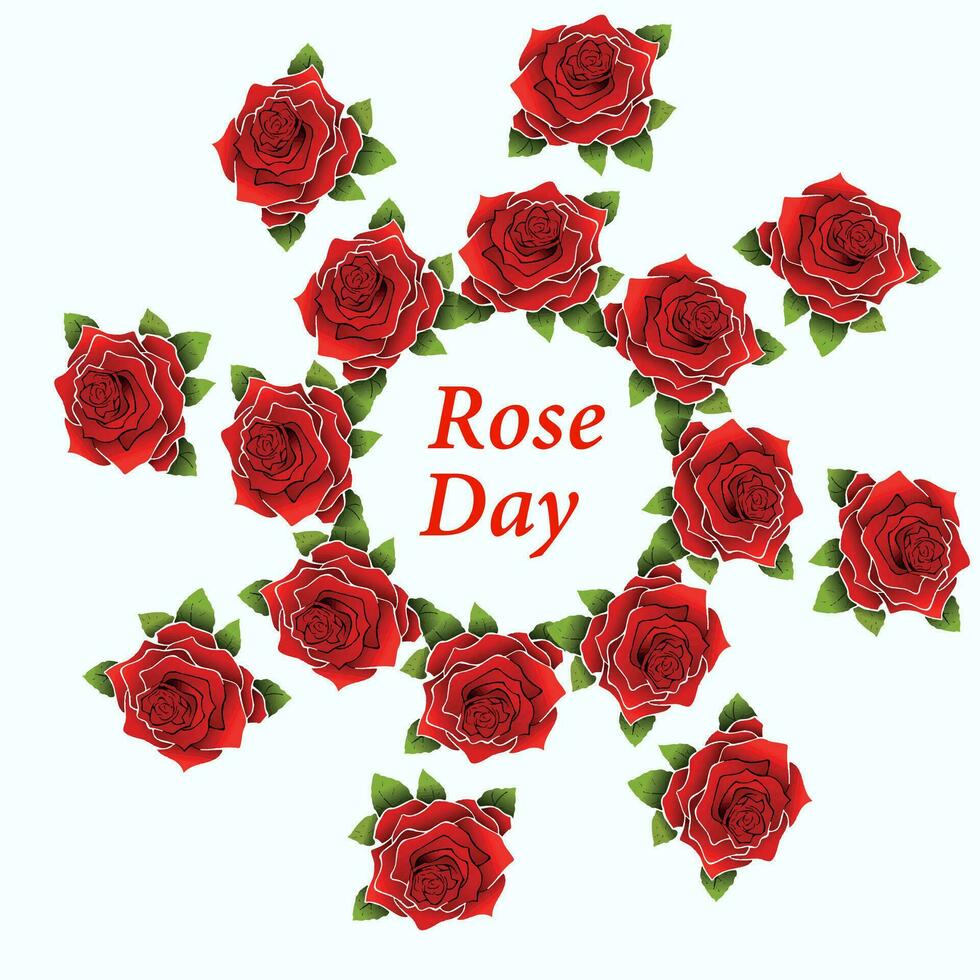 Red vector roses and hearts composition on white background.Romantic background .Valentine's Day,Rose day.