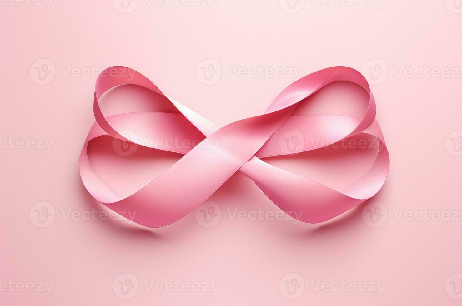 Pink bow. Breast Cancer Day. Generative AI photo