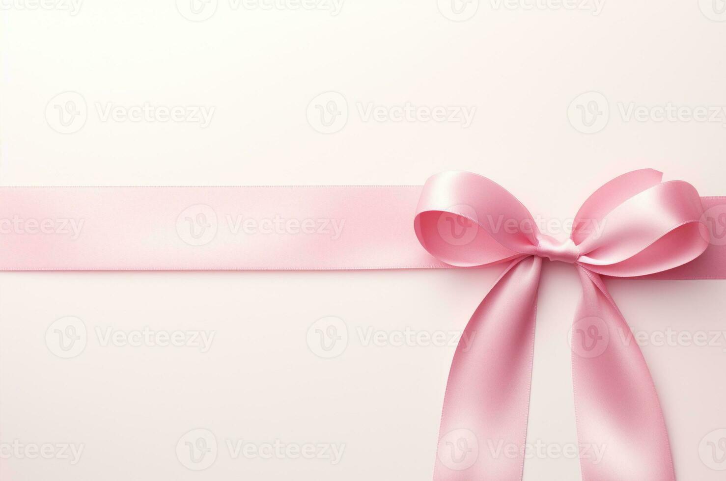 Flatly pink bow. Breast Cancer Day. Generative AI photo