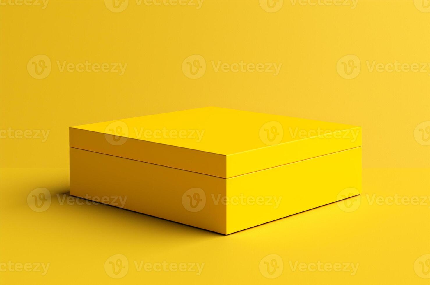 Mockup yellow box on yellow background. Generative AI photo