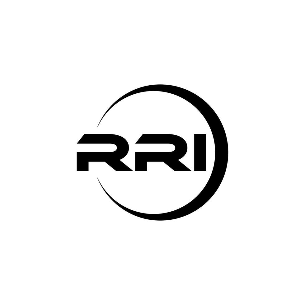 RRI letter logo design in illustration. Vector logo, calligraphy designs for logo, Poster, Invitation, etc.