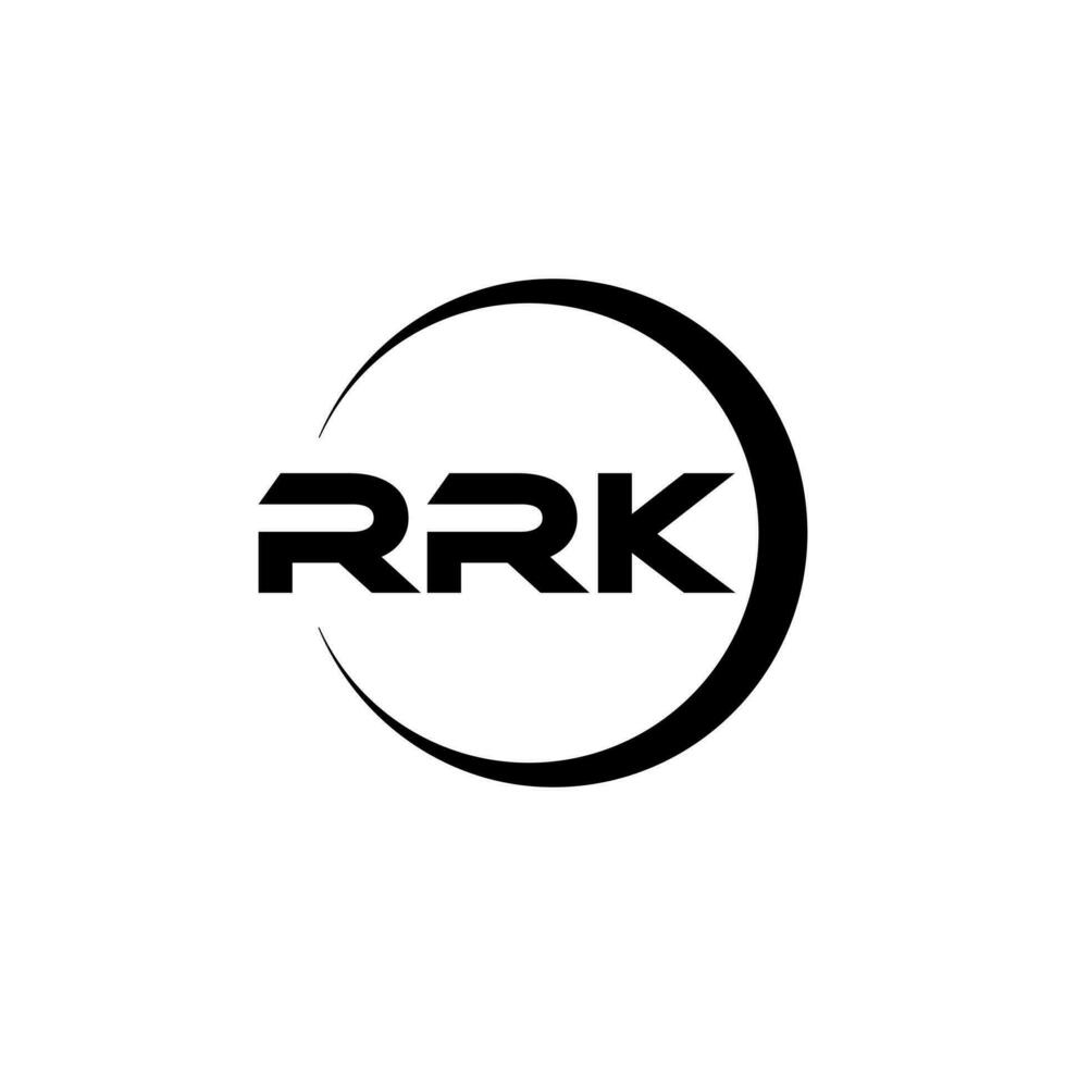 RRK letter logo design in illustration. Vector logo, calligraphy designs for logo, Poster, Invitation, etc.