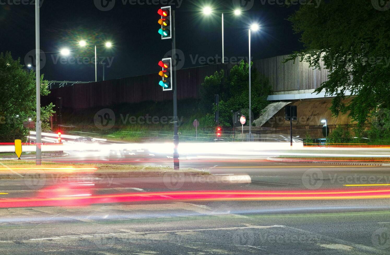 Long Exposure City and Road Footage of Evening Traffic over Luton City of England UK. Captured on May 15th, 2023 photo