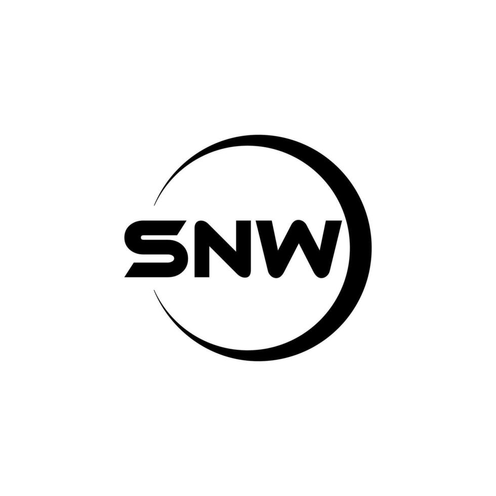 diseño de logotipo de letra snw en ilustrador. logotipo vectorial, diseños de caligrafía para logotipo, afiche, invitación, etc. vector