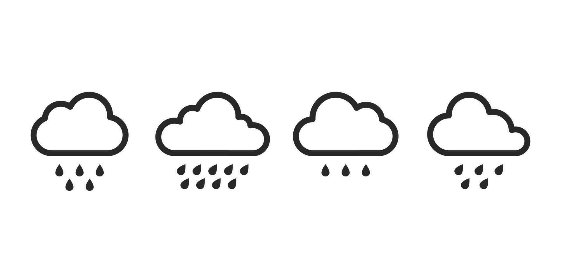Rain clouds icon vector. Simple weather sign. Cloud with rain icon