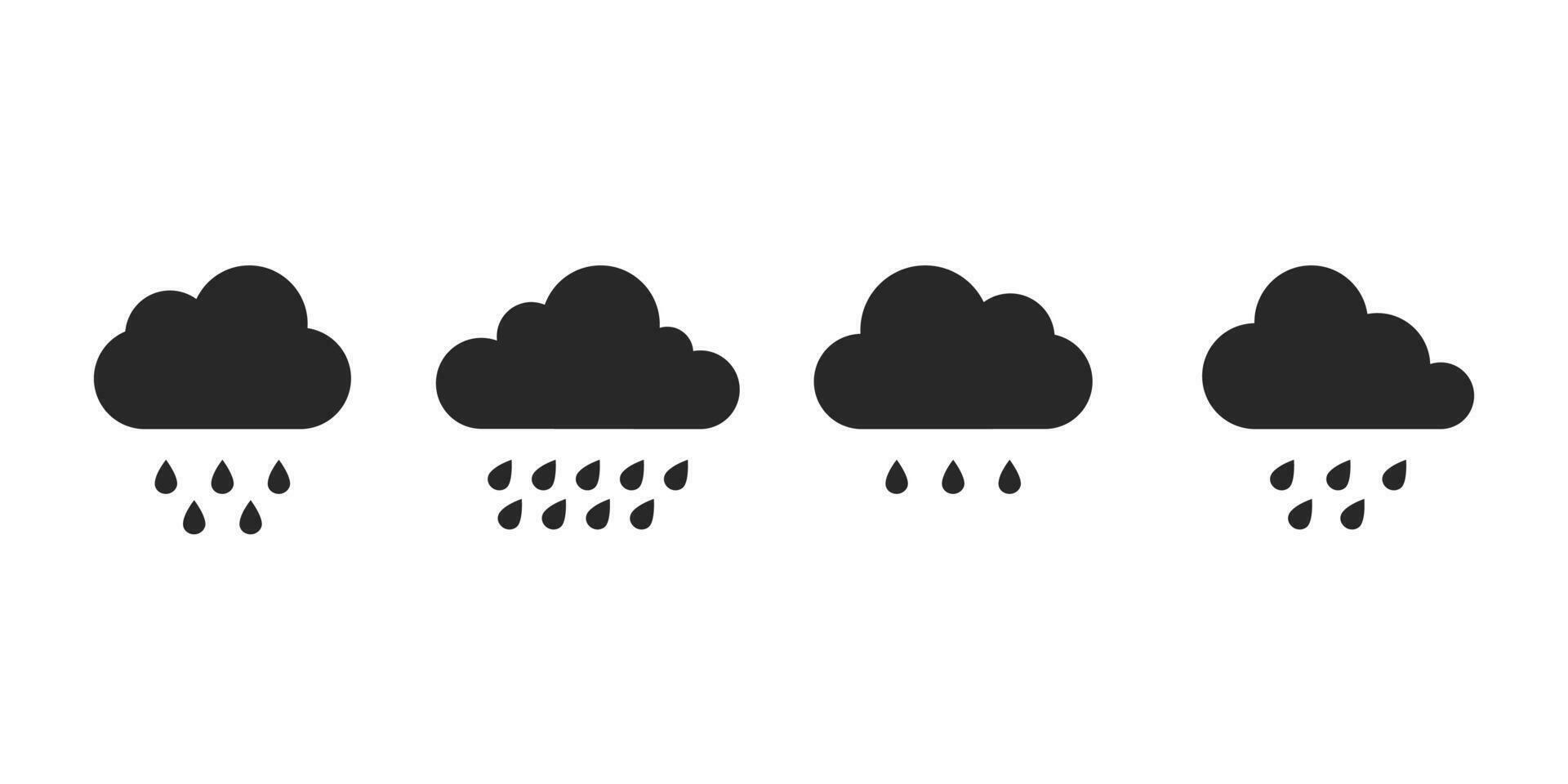 Rain clouds icon set. Rain clouds collection. Black vector clouds