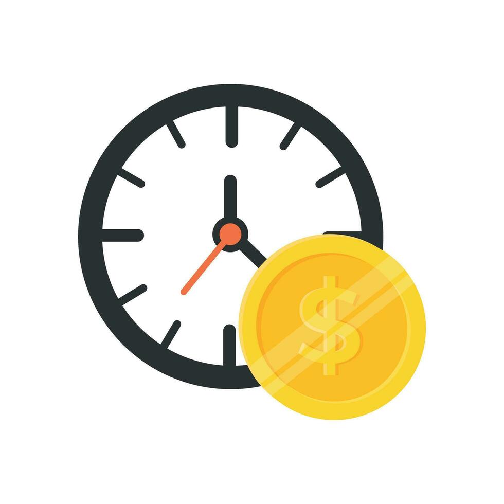 Clock and gold coin vector