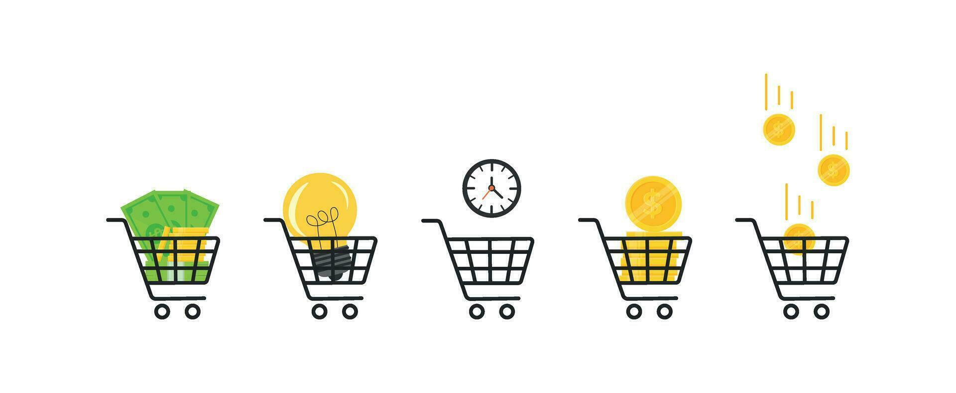 Set with shopping baskets vector