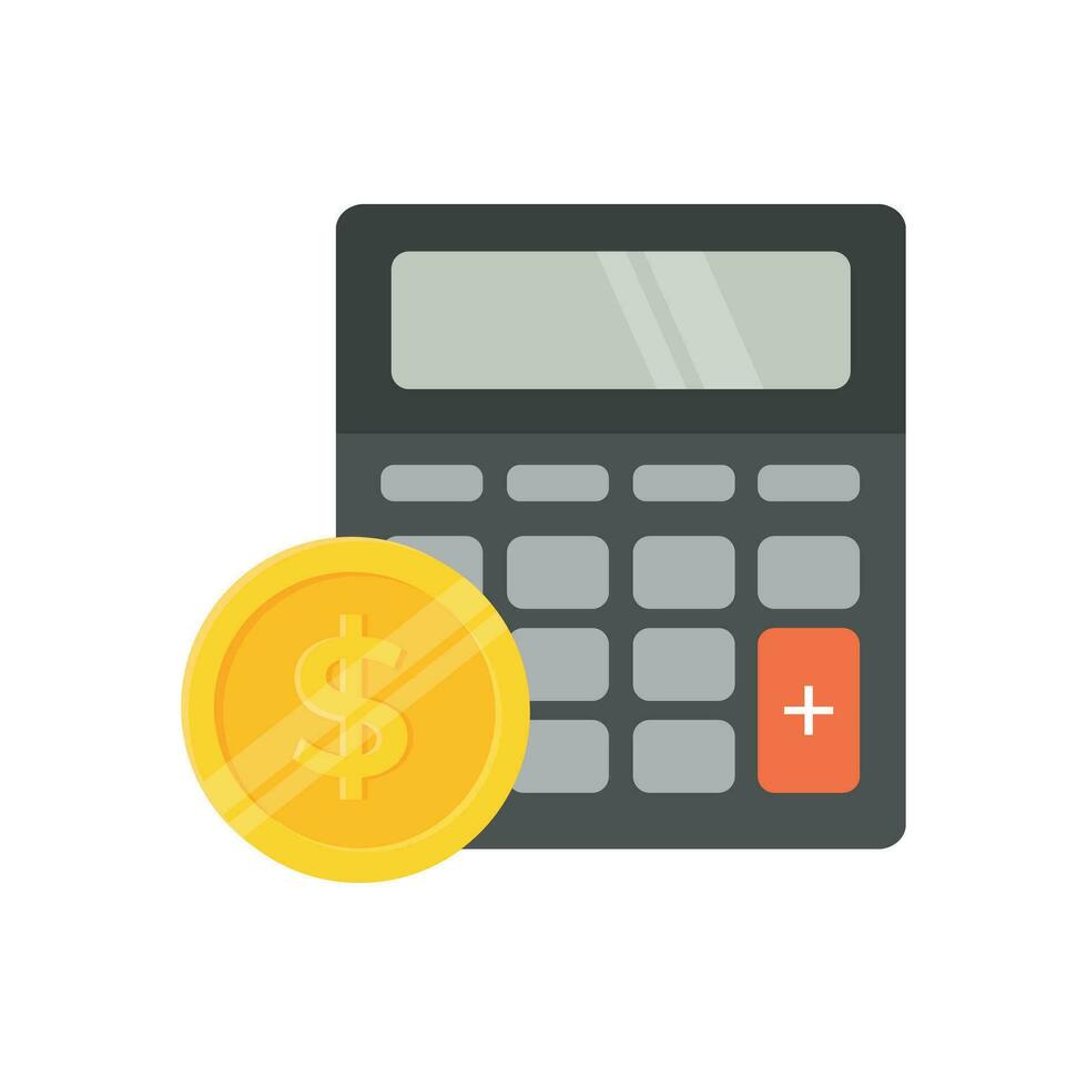 Calculator and gold coin vector