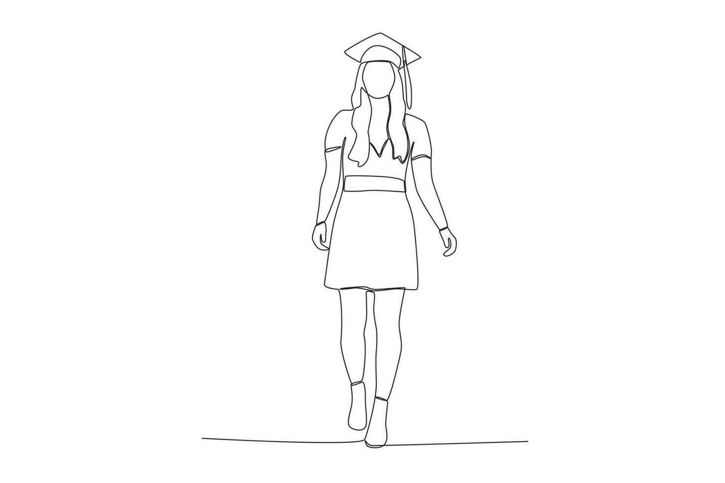 Continuous one-line vector of a female college student walking
