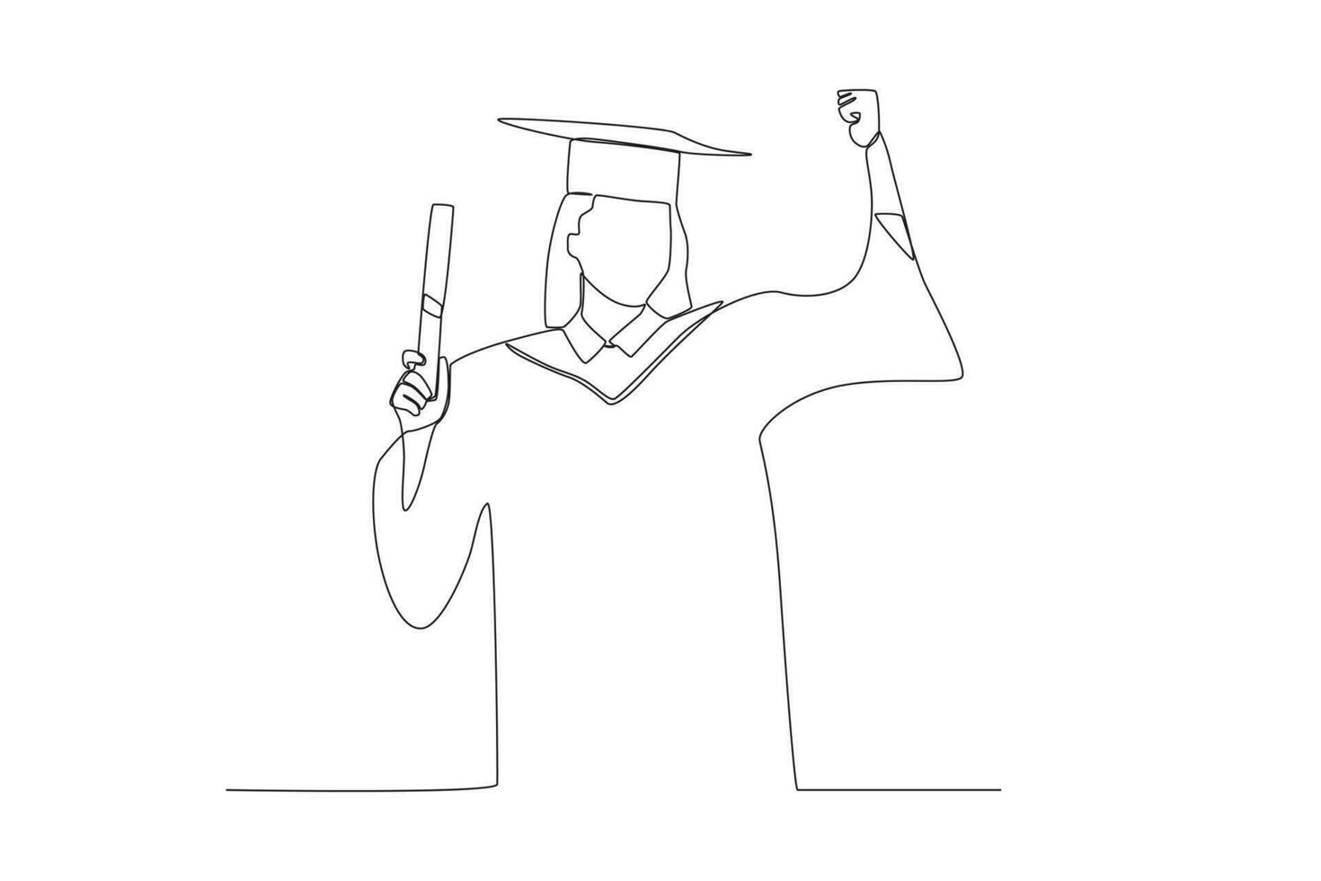 Continuous one-line vector of female students who graduated