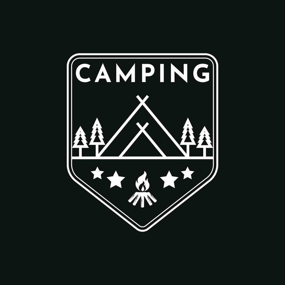 illustration vector graphic tent camping logo design vintage retro badge