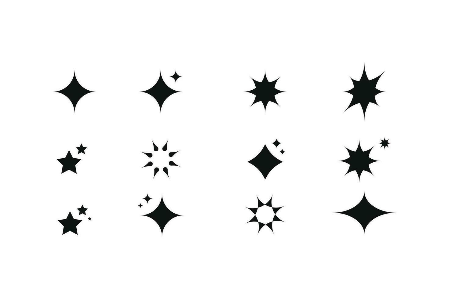 Collection of star silhouette icons on white background vector