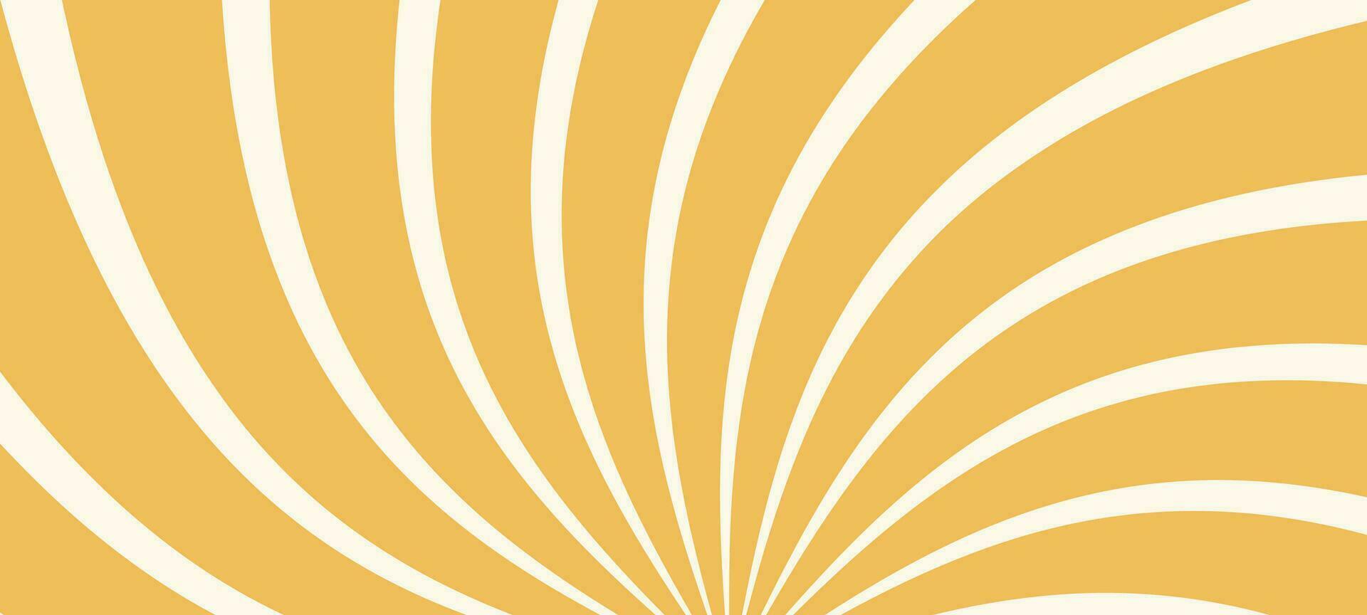 radial remolino patrón, mezcla sol, estrella, y vórtice elementos. resumen espiral antecedentes en amarillo tonos con un Estallar efecto. plano vector ilustración aislado
