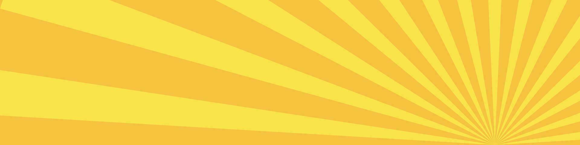 Comic sunburst with vibrant yellow sun beams. Radiant pop art pattern emphasizing orange light. background featuring radial rays and beam details. Flat illustration vector