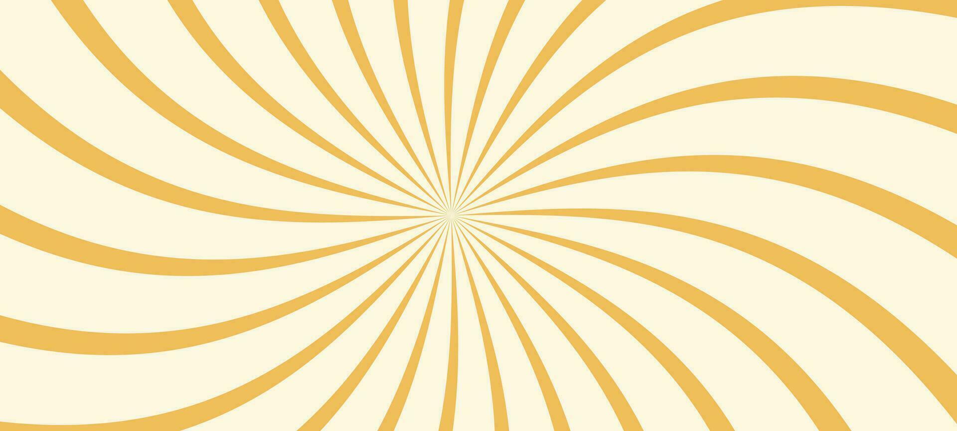 amarillo rayos de sol con vibrante luz solar, conjunto retro remolino modelo. ondulado espiral y circulo rayos en naranja tonos plano vector ilustración aislado