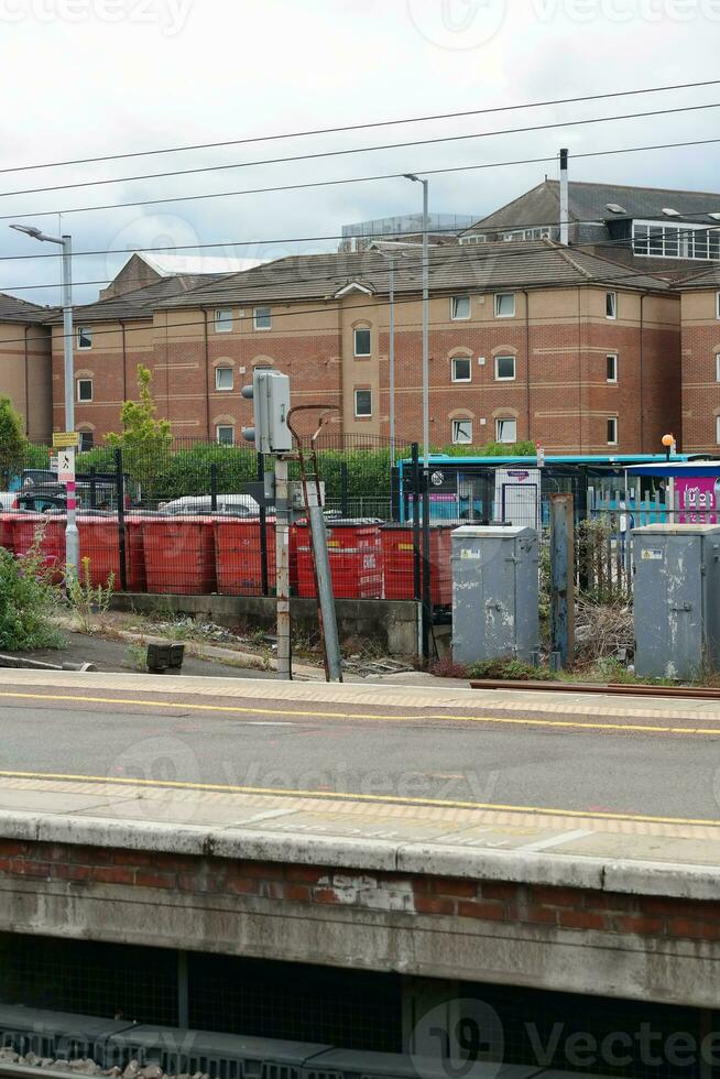 Most Beautiful Low Angle view of Central Luton City Railway Station of England UK. Captured on Cloudy Day of August 2nd, 2023 photo