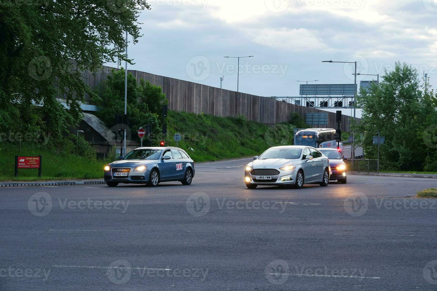 Long Exposure City and Road Footage of Evening Traffic over Luton City of England UK. Captured on May 15th, 2023 photo