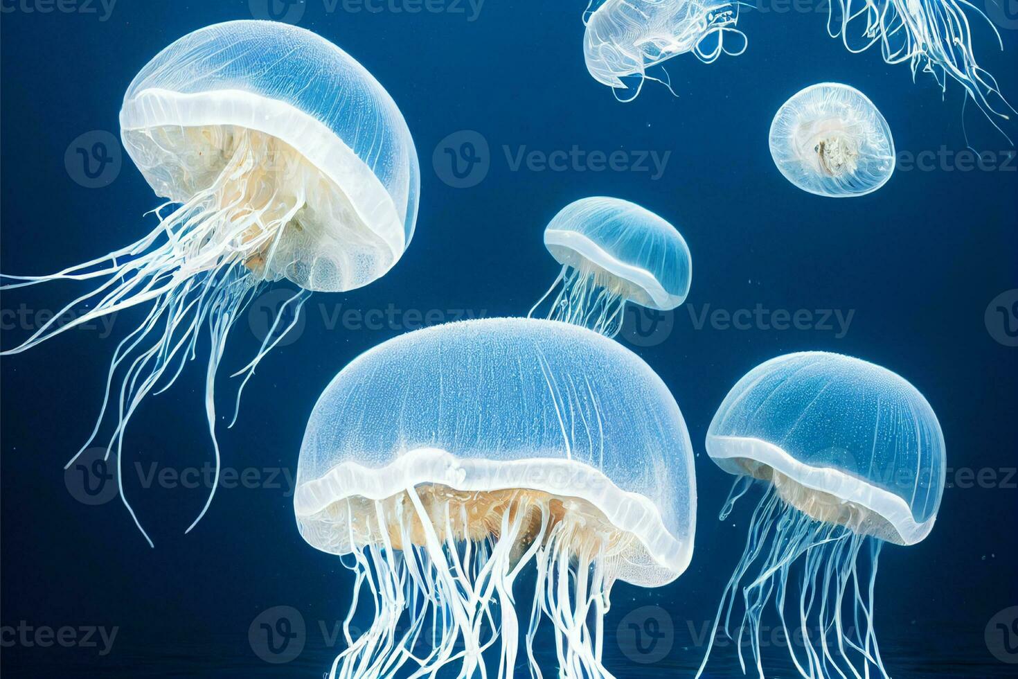 jelly fish in the sea. AI generative photo