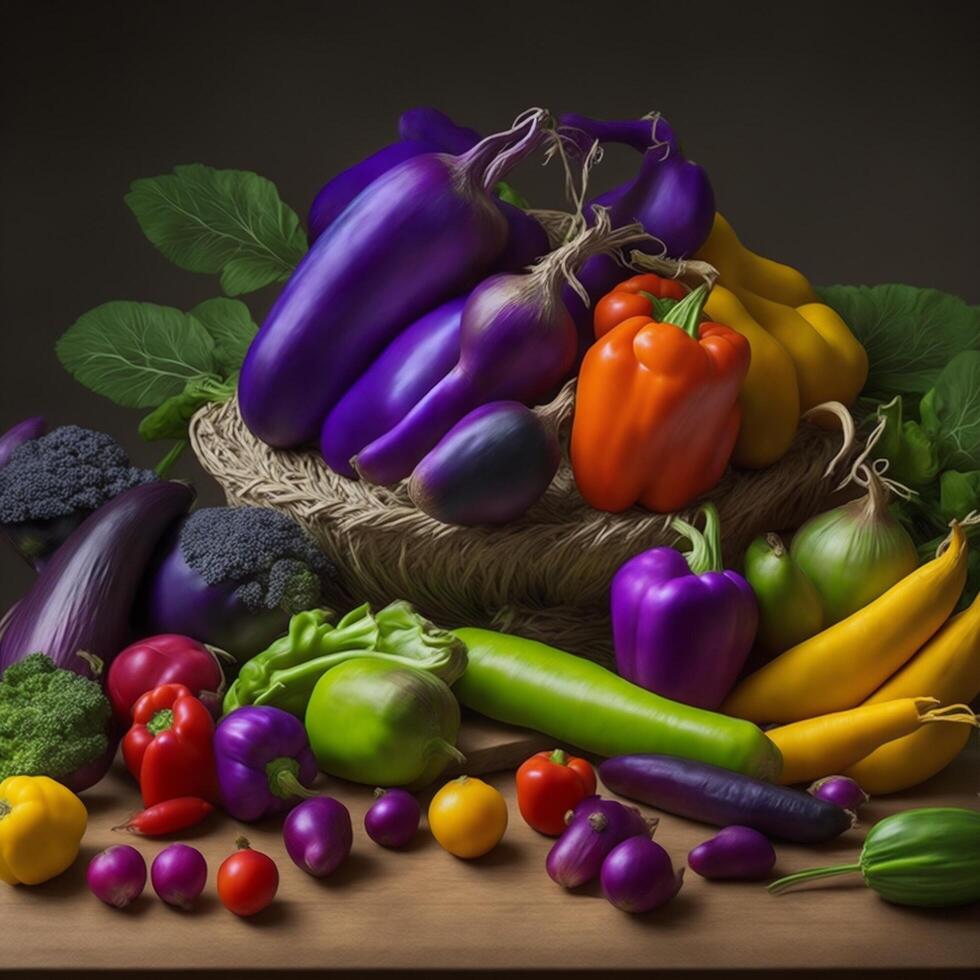 Composition with assorted raw organic vegetables photo