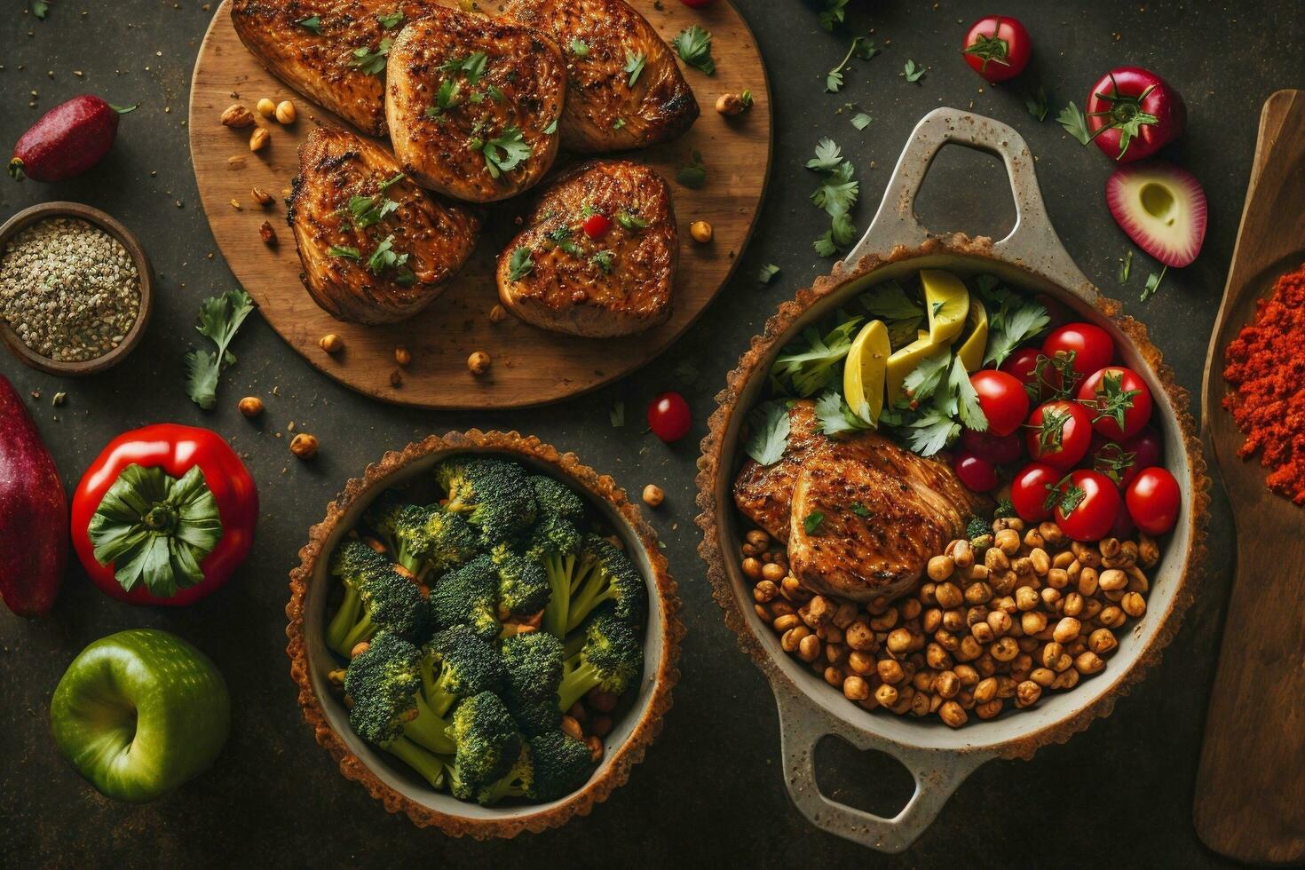 Grilled Beef Steak with Vibrant Vegetable Medley Immerse yourself in a flavorful fusion of tastesai generative photo