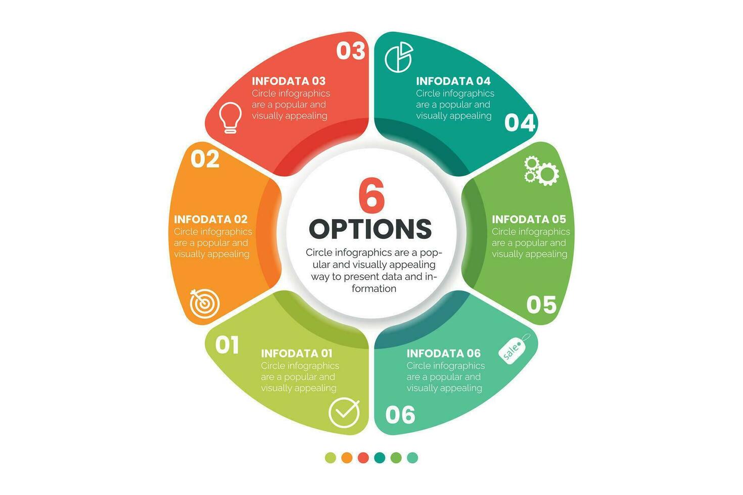 6 6 capa circular infografía elemento modelo con íconos y vistoso plano estilo, lata utilizar para presentación diapositiva vector