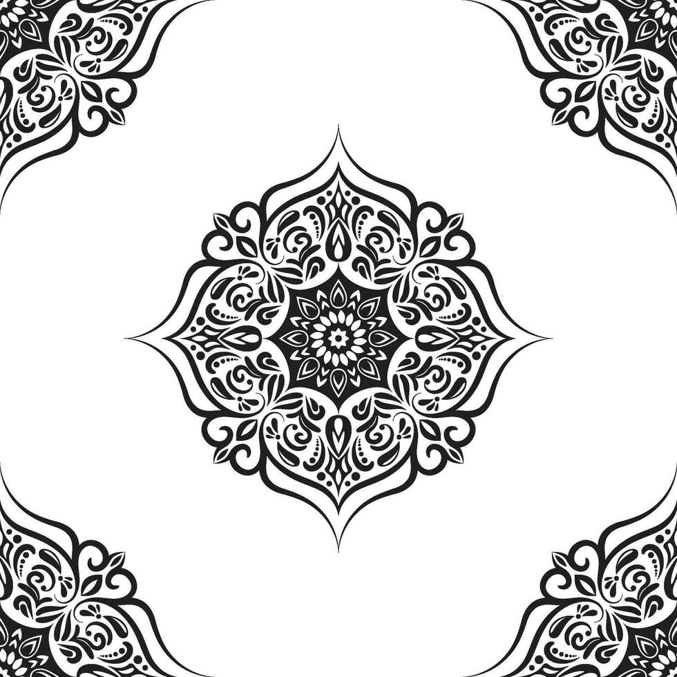 Damask floral motif tile pattern. Luxury tile isolated element. vector