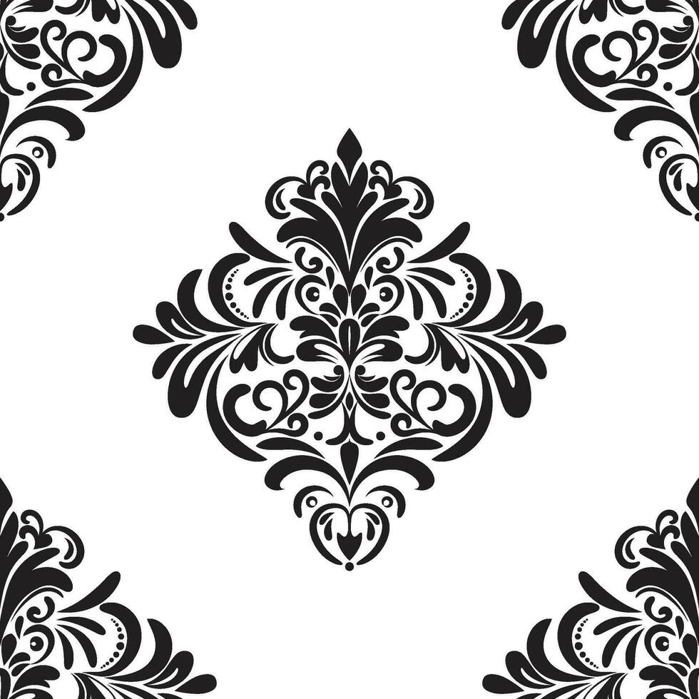 Damask floral motif tile pattern. Luxury tile isolated element. vector