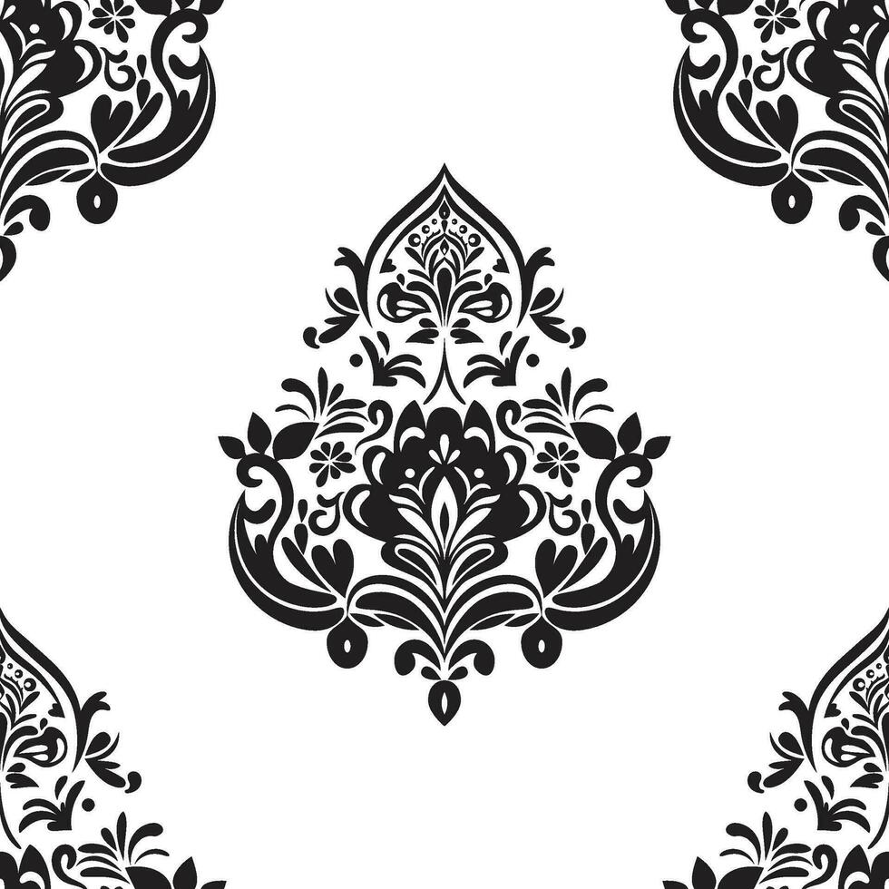Damask floral motif tile pattern. Luxury tile isolated element. vector
