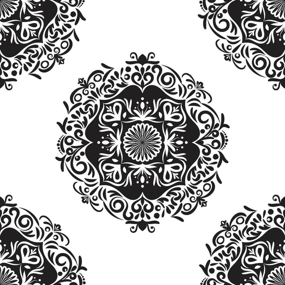 Damask floral motif tile pattern. Luxury tile isolated element. vector