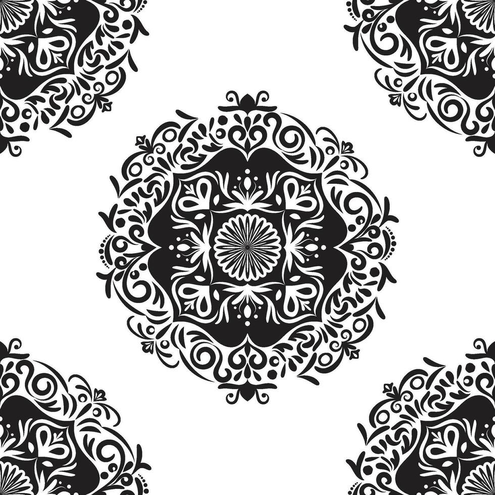 Damask floral motif tile pattern. Luxury tile isolated element. vector