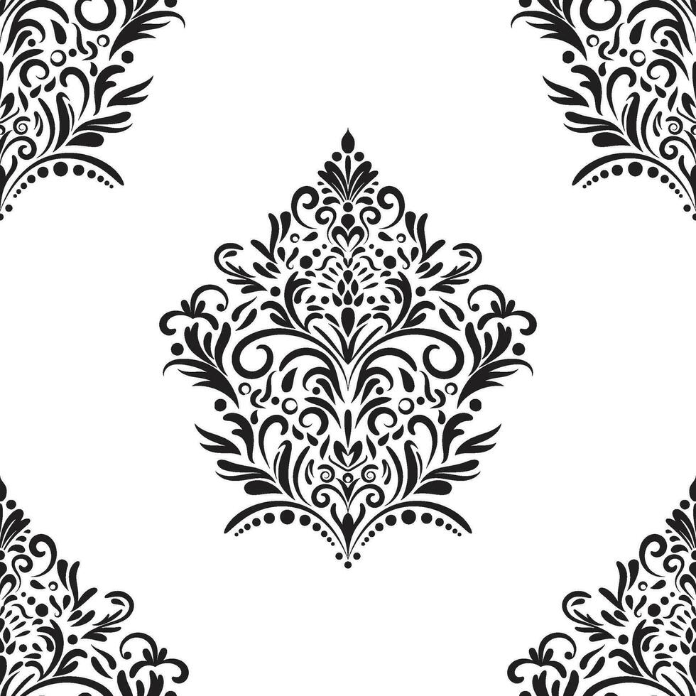 Damask floral motif tile pattern. Luxury tile isolated element. vector