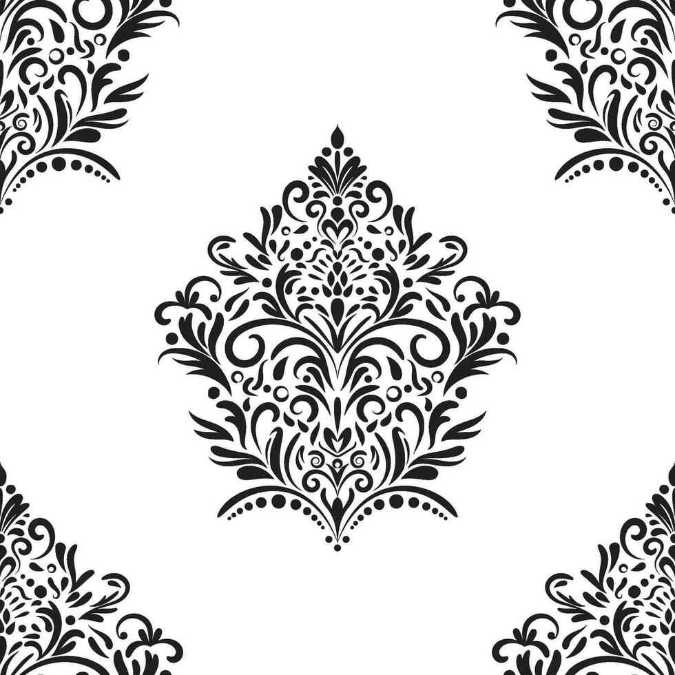 Damask floral motif tile pattern. Luxury tile isolated element. vector