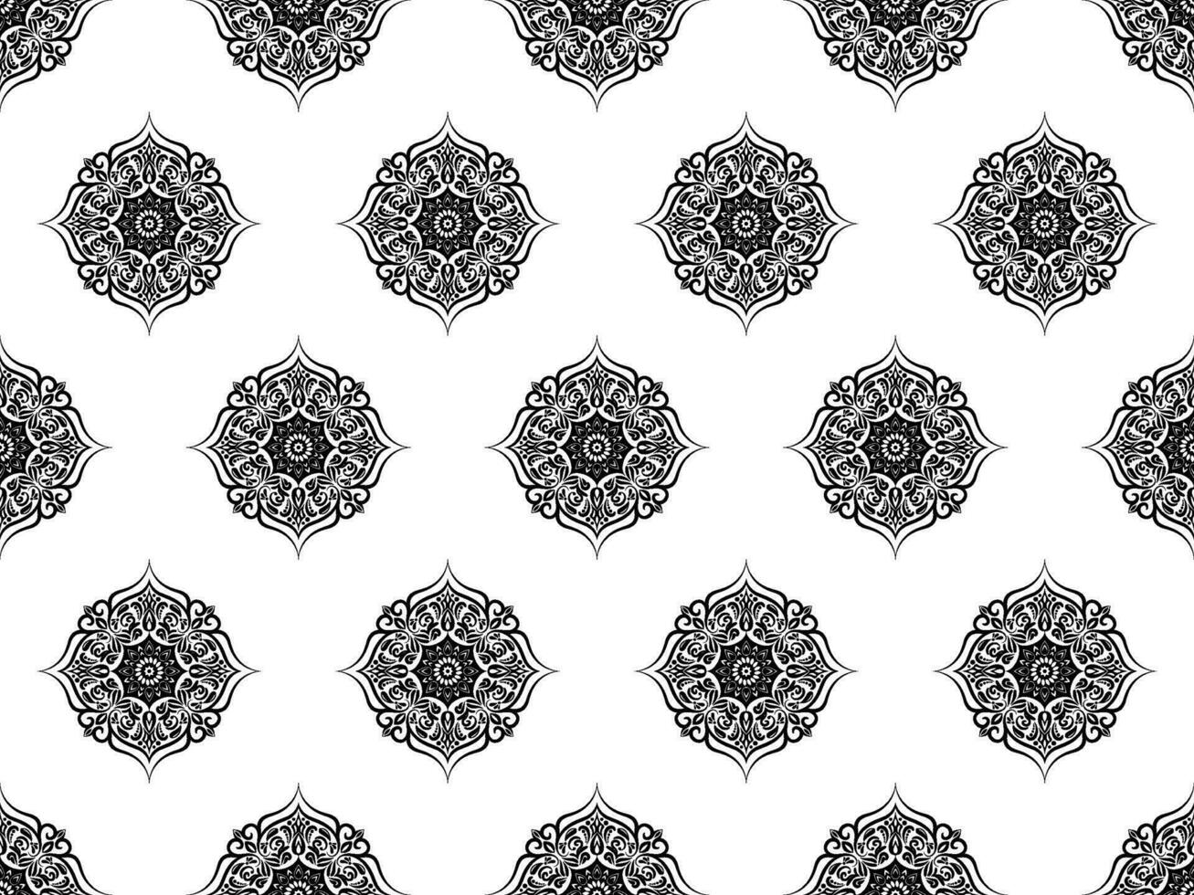 Damask seamless pattern. Black flowers Luxury Royal Wallpaper. Floral Background. vector