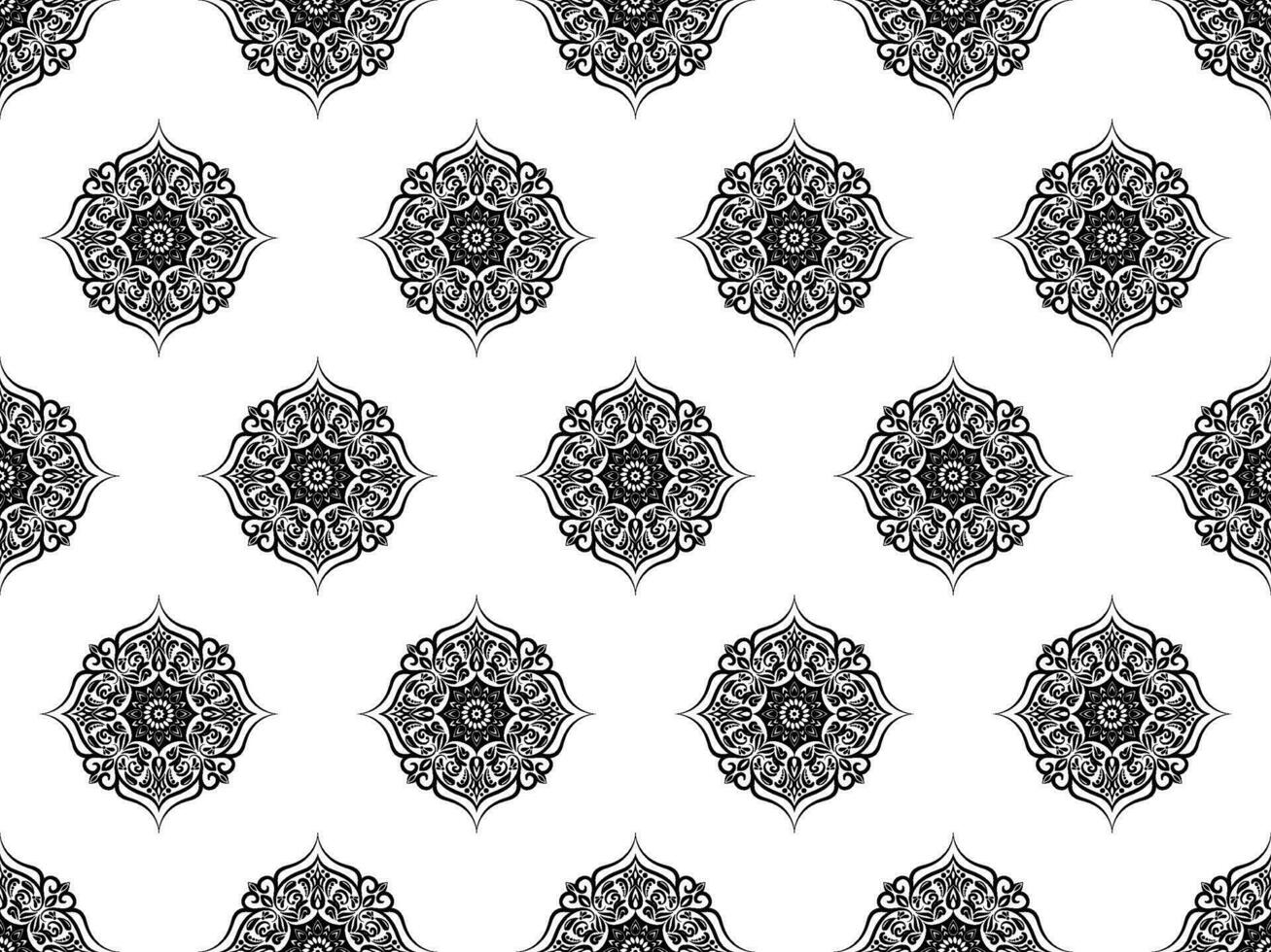 Damask seamless pattern. Black flowers Luxury Royal Wallpaper. Floral Background. vector