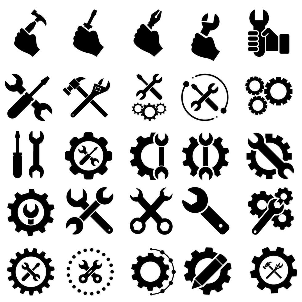 Repair icon vector set. Fix illustration sign collection. Service center symbol. Support logo.